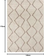 THE RUGS Modern Moroccan Design Living Room and Bedroom Rugs, Non-Shedding & Easy Care (Boho Ivory/Beige, 120x170 cm) - Image 2