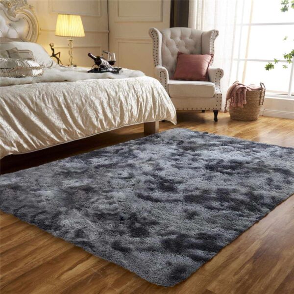 ASIinnsy Area Rugs Soft Fluffy Shaggy Rugs Living Room Grey Large Modern Plush Rug High Pile Non-Slip Bedroom Carpet Floor Mat Nursery Bedside Rug (Black Grey, 80 x 120 cm) - Image 5