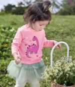 CEWW Girls Kids Long Sleeve T-Shirt Toddler Tops 100% Cotton Cat Dinosaur Unicorn Flamingo Butterfly Crewneck Tee Shirts Clothes Age 1-7 Years Old - Image 2