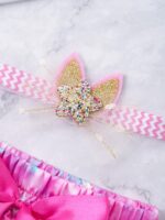 inlzdz Baby Girls Tie Dye Satin Ruffle Bow Bloomers Diaper Covers & Headband Set for Photography - Image 5