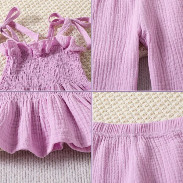 Yanmucy Baby Girl Summer Clothes 2PCS Ruffle Sleeveless Cami Tops and Long Pant Set Toddler Infant Soild Ribbed Outfis - Image 5