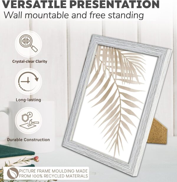 Picture Frame 8 x 10, Light Grey, Pack of 3, Freestanding and Wall Mountable, 20 x 25 cm, 10x8 Picture Frames, Grey 8x10 Photo Frames, 8x10 Photo Collage Gallery Display - Image 3