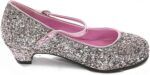 Baby Girls Kids Children Princess Mary Jane Glitter Low Heel Party Wedding Girls Shoes in Silver Gold and Pink Sparkly Glittery Pumps Size UK Kids 9-13 - Image 2