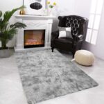 Area Rugs Soft Fluffy Shaggy Rugs Living Room Grey Large Modern Plush Rug High Pile Non-Slip Bedroom Carpet Floor Mat Nursery Bedside Rug (Grey White, 80 x 120 cm) - Image 3