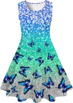 Dancinova Girls Summer Dress Casual Party Sleeveless Dress Sundress