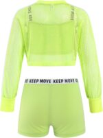 Manyakai Kids Girls 3Pcs Street Dance Outfit Athletic Tracksuit Crop Top Sweatshirt with Booty Shorts Set - Image 4