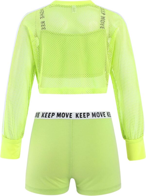 Manyakai Kids Girls 3Pcs Street Dance Outfit Athletic Tracksuit Crop Top Sweatshirt with Booty Shorts Set - Image 4