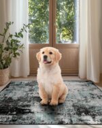 90x150 cm Modern Abstract Rugs Living Room Non-Slip Soft Low-Pile Washable Rug for Hallway, Bedroom, and Kitchen-Blueblack - Image 9