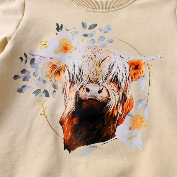 Awxoder Toddler Baby Girl Clothes Printed Design Tops + Floral Pants Little Girl Outfit Set - Image 3