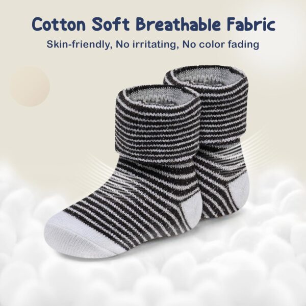 Mother's Choice Organic Cotton Baby Socks, 12 Pairs, Unisex 0-6 Months - Soft, Hypoallergenic Newborn & Infant Socks - Baby Girl & Boy Gifts, (12Pcs, Black - White - Gray) - Image 8