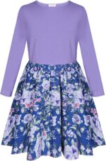 BONNY BILLY Girls Kids Long Sleeve Autumn Winter Casual Floral Jersey Dress