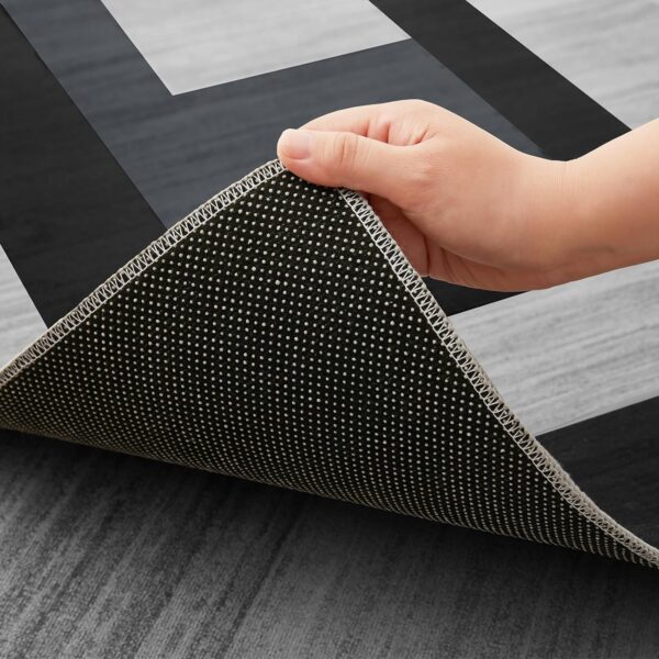 AMEHA Rugs Living Room – Milo Black & Grey Area Rugs for Bedroom Small Bedside Mat40x60 cm Modern Kitchen Carpet - Geometric Style Durable Super Soft Non Slip Non Shedding Floor Rug Easy Clean - Image 2