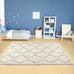 THE RUGS Modern Moroccan Design Living Room and Bedroom Rugs, Non-Shedding & Easy Care (Boho Ivory/Beige, 120x170 cm) - Image 3