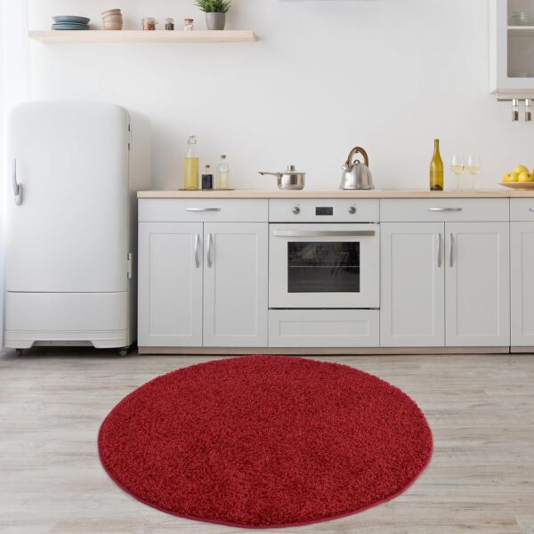 BORING PANDA Living Room Rug - Cosy, Soft and Easy-to-Clean Area Rugs for Bedrooms and Kitchens, (Red, 120 cm Round) - Image 3