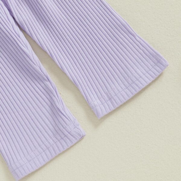 Geagodelia Toddler Baby Girl Fall Winter Outfits Ruffled Long Sleeve Lace/Striped/Polka Dot Print Sweatshirt Ribbed Shirts Top with Long Pants 2Pcs Clothing Set for Little Girls - Image 7