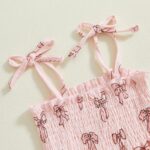 Yoisdtxc Toddler Baby Girl Clothes Summer Tie-Up Ruffle Tops Cotton Linen Pants Set Infant Smocked 2Pcs Outfit - Image 5