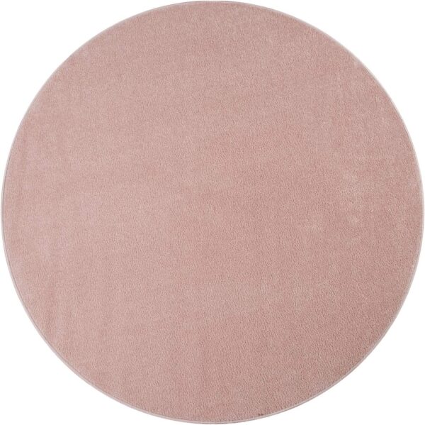 Living Room Rug Plain Simple And Modern Short-Pile, Various Sizes and colours, Size:Ø 160 cm round, Colour:Pink - Image 5