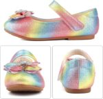 KUWIBY Girl Glitter Princess Flat Shoes Mary Jane Ballet Dress Shoes Kids Bling Bowknot Crown Birthday Party Shoes Bright Diamond Cosplay Dance Shoes for Little Girls Toddlers Multicolor - Image 2