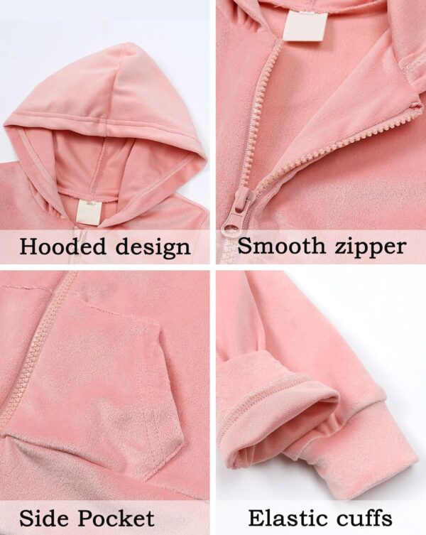 Happy Cherry Girls Tracksuit Set 2 Piece Velour Zip Up Hoodie and Joggers Bottom Outfits Kids Winter Autumn Lounge Wear Sets Fleece Sports Activewear 2-9 Years - Image 5