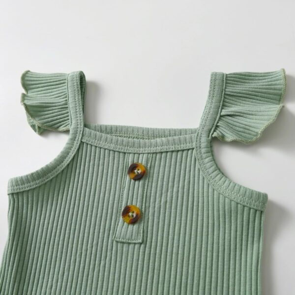 Derouetkia Infant Baby Girl Summer Clothes Suspender Tops + Bow Shorts Outfit Set - Image 2