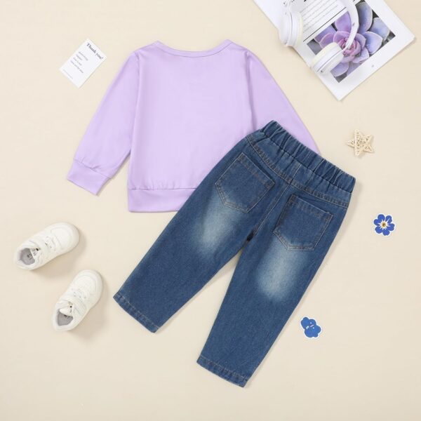 Kids Clothes 2pcs Girls Clothing T Shirt & Jeans Set for 12Months-5T Girls Perfect as Birthday or Baby Easter Outfit - Image 3