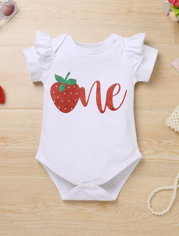 FYMNSI Baby Girls 1st Birthday Cake Smash Outfit Short Sleeve Romper Tutu Skirt Heabdand Leg Warmers 4pcs Set - Image 5