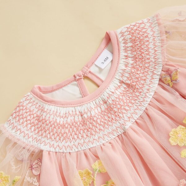 Infant Baby Girl Romper Dress Newborn Baby Girls' Bodysuits Flower Embroidery Jumpsuit Skirt Tulle Princess Dress A-Line Pageant Baptism Wedding Birthday Party Dress - Image 5