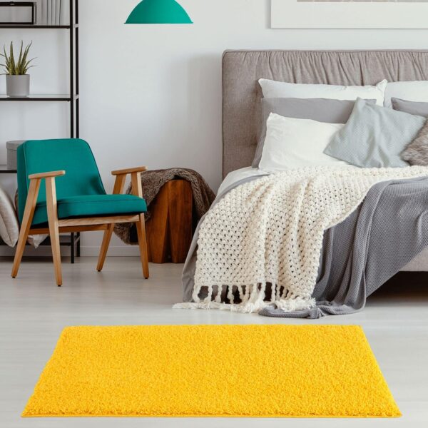 THE RUGS Living Room Rug - Shaggy Soft And Elegant Carpets For The Bedrooms And Kitchen, Easy To Clean, Many Different Sizes (80x150 cm, Yellow) - Image 3