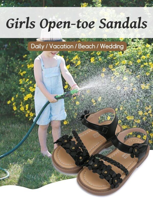 SEAUR Summer Sandals Girls Leather Sandals Walking Sandals Girls Flower Sandals Open Toe Sandals Girls Fashion Sandals - Image 5