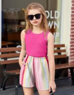 Arshiner Girls Toddler Summer Outfits Clothing Sets Short Casual Fashion Solid Color Tank Top and Shorts Sets Kids 2 Piece Clothing Set Beach Outfits 5-13 Years - Image 3