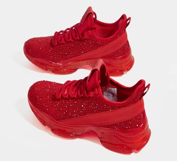 Lucky Step Girls Rhinestone Slip On Sneakers Kids Sparkly Lightweight Tennis School Knit Jelly Sole Glitter Walking Shoes Toddler - Image 8