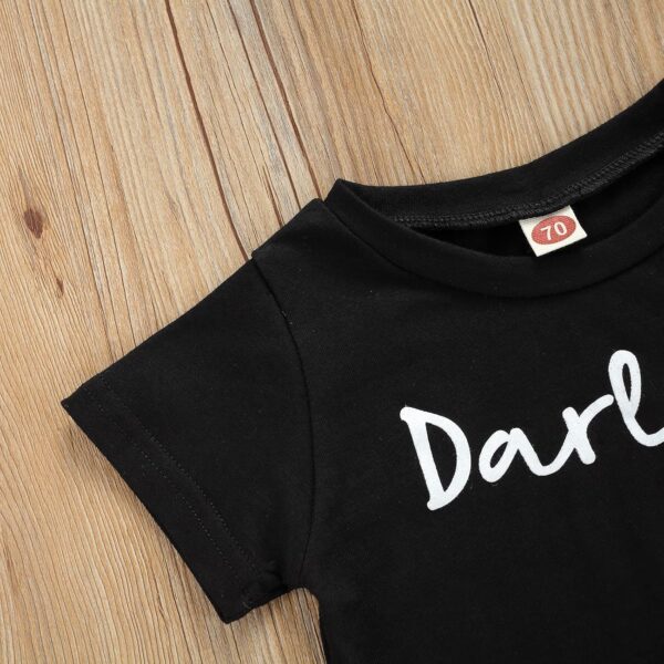 Fabumily Newborn Baby Girl Clothes Set Letter Short Sleeve Tassel T Shirt Bloomer Shorts Headband 3Pcs Infant Summer Outfits - Image 3