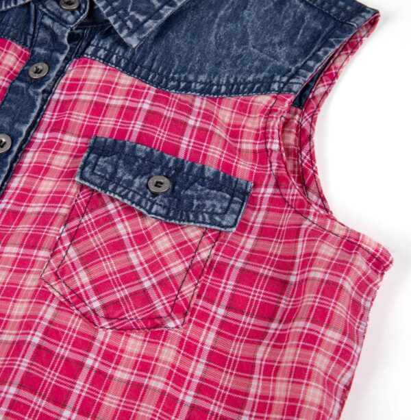 Bienzoe Girls Crop Tank Tops: Cowgirl Plaid Sleeveless Button Down Western Casual Blouse - Image 9