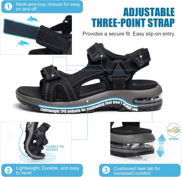Kids Sandals Boys Sports Outdoor Sandal Athletic Air Cushion Beach Shoes Hook and Loop Summer Footwear for Holidays, Walking, Camping, Travelling - Image 2