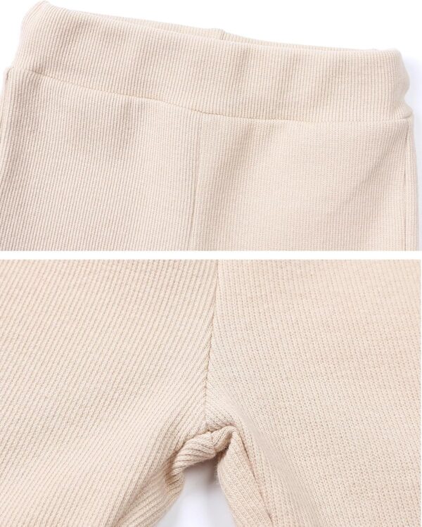 FEOYA Girls Ribbed Flared Leggings Cotton Ruffle Leggings Bell Bottoms Yoga Pants Casual High Waisted for Dance Workout - Image 5