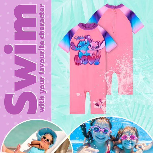 Disney Girls One Piece Swimming Costume, Full Kids Swimsuit - Girls Gifts - Image 5