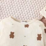 Baby Boy Romper Cute Bear Print + Bear Hat for Infant Baby Boy Outfit Set - Image 2