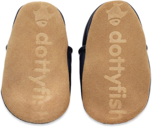 Dotty Fish Soft Leather Baby and Toddler Barefoot Shoes for Boys and Girls. Non-Slip Suede Soles. Animal Designs. 0-6 Months - 4-5 Years - Image 4
