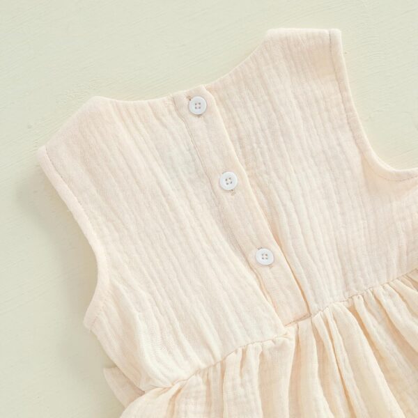 Barbotimer Toddler Girl Summer Clothes Linen Frilly Sleeveless Tank Tops Shirt with Bows Ruffle Hem Shorts Solid 2Pcs Casual Set - Image 5