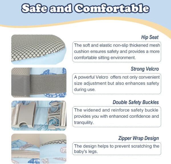 YooxArmor Baby Hip Carrier, Hip Carrier for Baby with Adjustable Waistband Support, Baby Carrier with Hip Seat for Newborn to Toddler Up to 66 Lbs, Baby Holder Carrier with Various Pockets for Dad Mom - Image 5