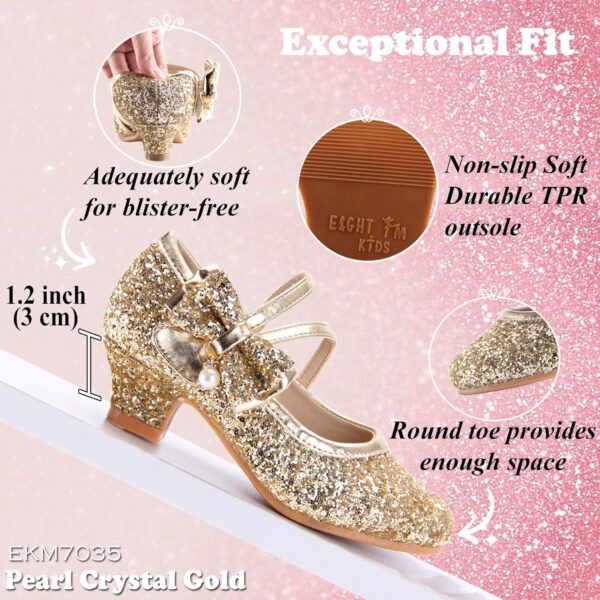 Princess Dress Up Shoes Girls' Mary Jane Shoes - Girls Party Pumps - Flower Girl Wedding Party Girls Sparkly Shoes - Image 3