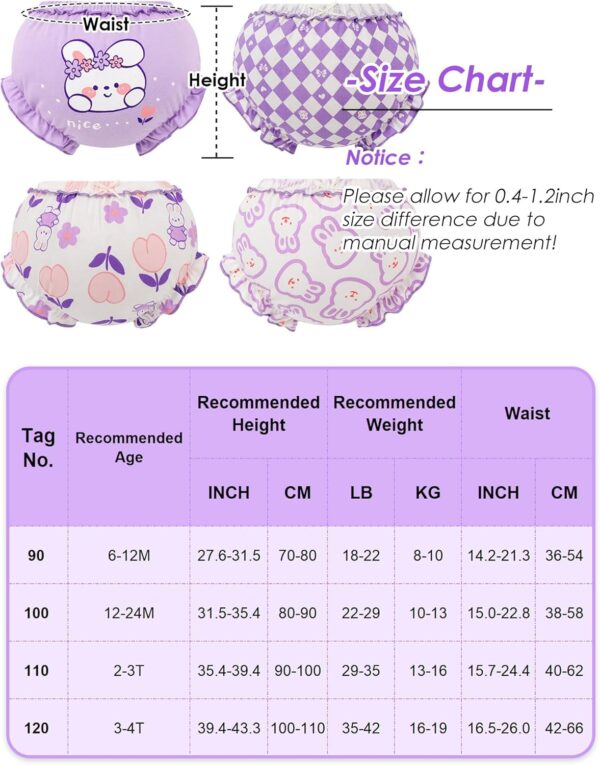 Happy Cherry - Baby Girls Boys Knickers Infant Ruffle Bloomer Shorts Panties Newborn Biefs Cotton Training Pants Toddler Underwear Little Kids Cute Pattern Breathable Soft Diaper Cover for 0-6 Years - Image 2