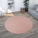 Living Room Rug Plain Simple And Modern Short-Pile, Various Sizes and colours, Size:Ø 160 cm round, Colour:Pink - Image 2