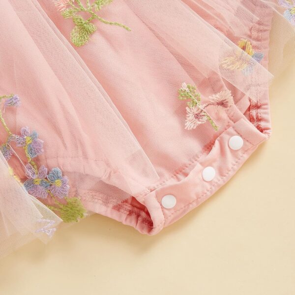 Infant Baby Girl Romper Dress Newborn Baby Girls' Bodysuits Flower Embroidery Jumpsuit Skirt Tulle Princess Dress A-Line Pageant Baptism Wedding Birthday Party Dress - Image 7