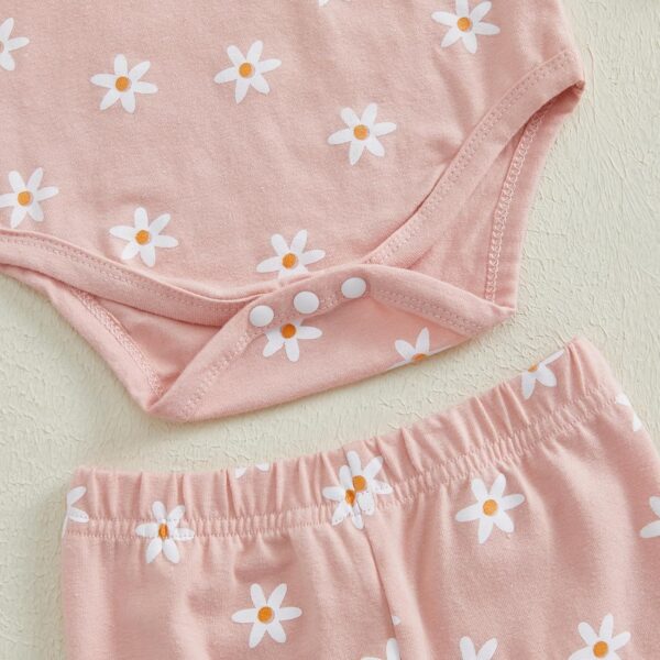 Himllauen Baby Girls Flower Print Outfit Baby Girls 3Pcs Long Sleeve Crew Neck Romper + Flared + Headband Sets for Baby Fall Winter - Image 5