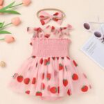 FYMNSI Baby Girl Spaghetti Strap Smocked Tutu Tulle Princess Romper Dress mit Headband 1st Birthday Cake Smash Outfit - Image 3