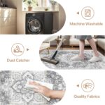 GENIMO Bohemian Rug 160x230cm Grey - Machine Washable Non-Slip Large Area Rug, Fade-Resistant Vintage Carpet for Living Room Bedroom | Non-Shedding Boho Design - Image 4