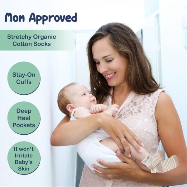 Mother's Choice Organic Cotton Baby Socks, 12 Pairs, Unisex 0-6 Months - Soft, Hypoallergenic Newborn & Infant Socks - Baby Girl & Boy Gifts, (12Pcs, Brown) - Image 2