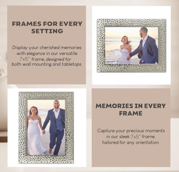 Picture Frame 7 x 5, Silver, Freestanding and Wall Mountable, 13 x 18 cm, 7x5 Picture Frames, Silver 5x7 Photo Frames, 7x5 Photo Collage Gallery Display - Image 9