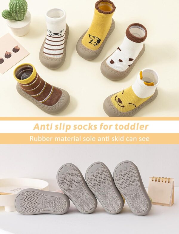 Happy Cherry - 1/2 Pairs Baby Toddler Boys Girls Slipper Socks Anti Slip Non-slip Indoor Floor Shoes Socks Newborn Cotton Grip Socks with Rubbe Sole for 0-36 Months - Image 5